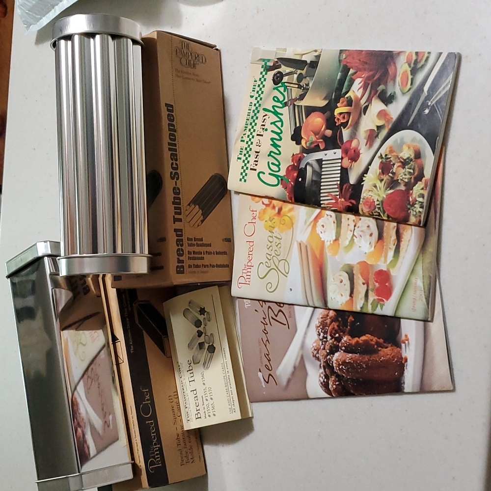 Pampered Chef bread tubes and recipe books